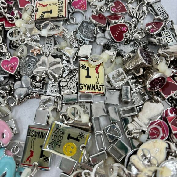 Bracelets and Jewelry Charms Silver Tone Over 130 Pieces and 11 Chain Bracelets - Picture 5 of 9